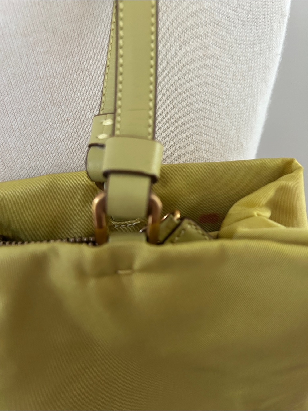 PRADA Nylon Tessuto Ochre City Tote With Leather Handles - Picture 3 of 12